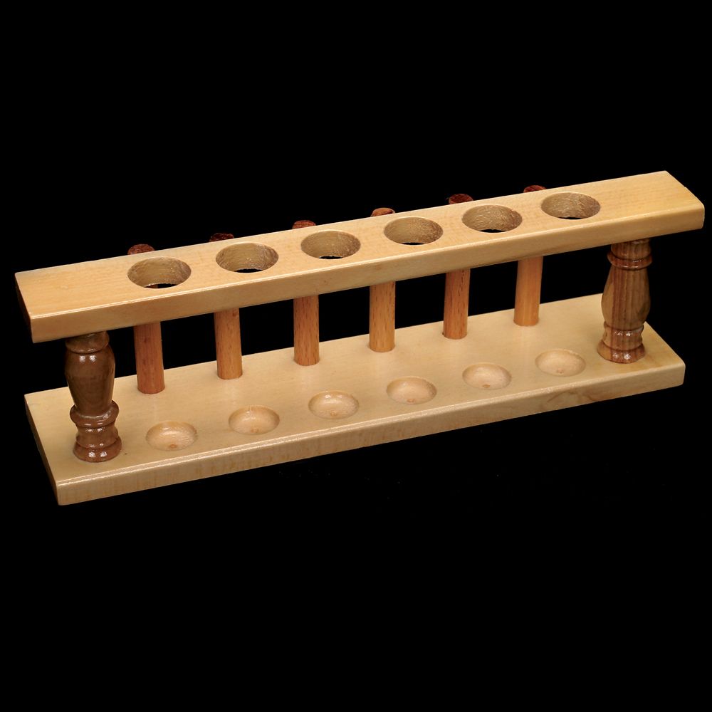 Test Tube Support, Hardwood, 20 mm, 6 Holes/6 Pins