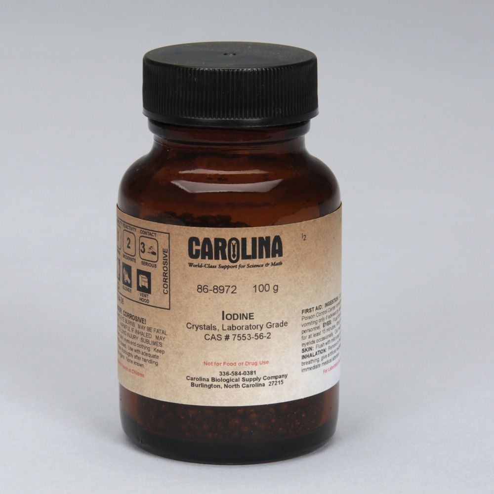 Iodine, Crystal, Laboratory Grade, 100 g
