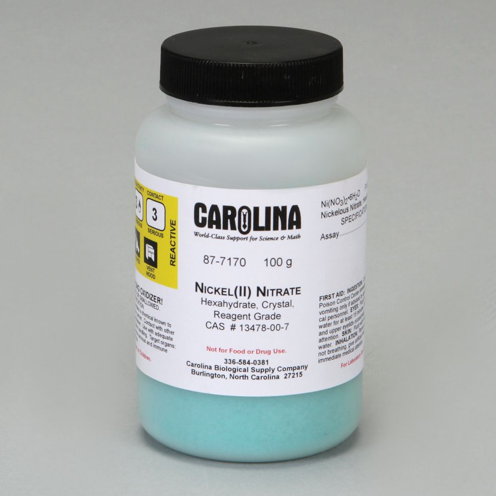 Nickelous Nitrate, Hexahydrate, Reagent Grade, 100 g