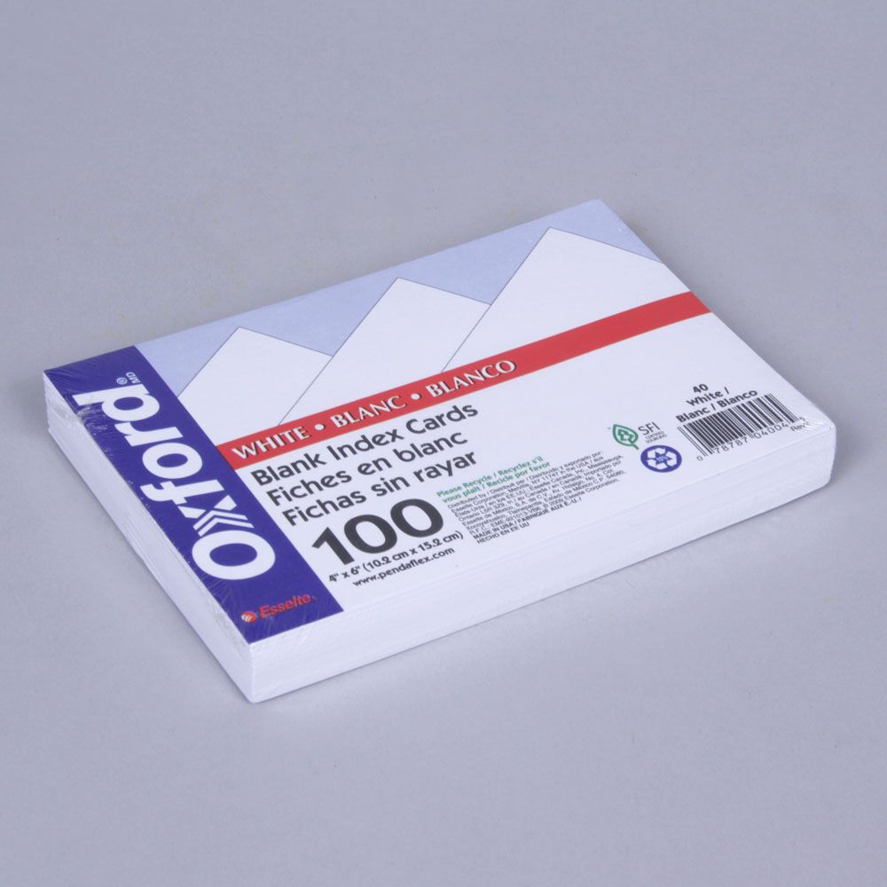 Unlined Index Cards, 4 x 6", Pack of 50