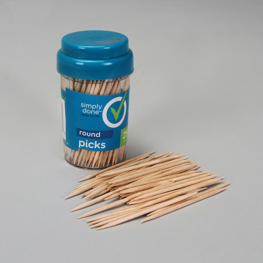 Poly King Products 4-Pack Of 2.5 Inch Wooden Toothpicks – 800ct Double Pointed Craft Toothpicks