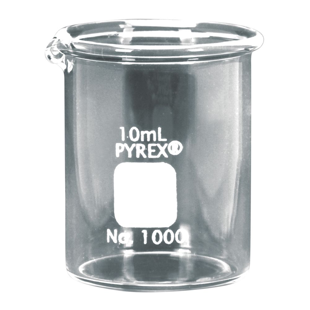 Pyrex low form Griffin 10ml clear borosilicate glass beaker - 1000/05M -  SciLabware