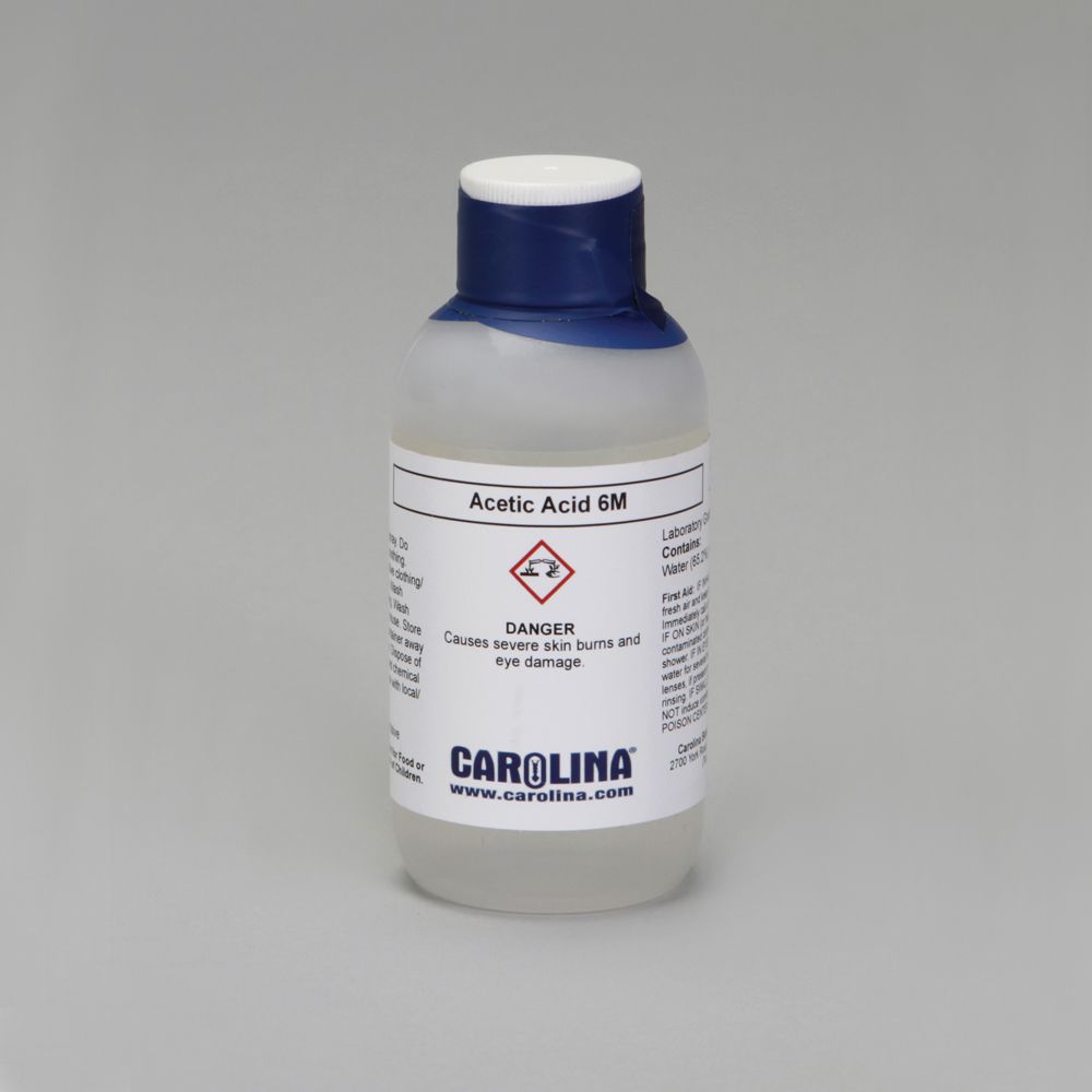 Acetic Acid, 6 M (36 v/v), Laboratory Grade, 100 mL Carolina Biological Supply