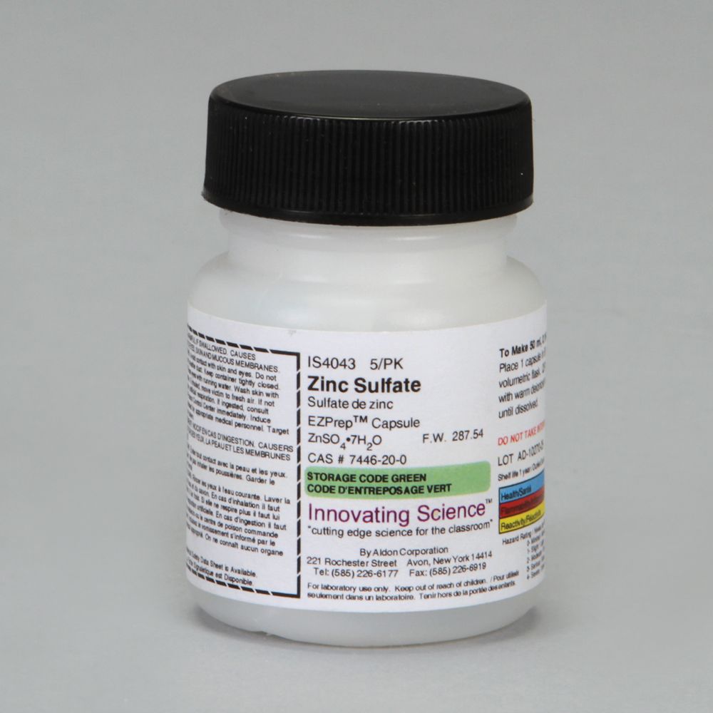 Zinc Sulfate ChemCapsule, Small, Laboratory Grade, Pack of 5