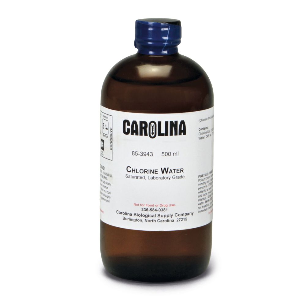 Chlorine Water Saturated, Laboratory Grade, 500 mL Carolina