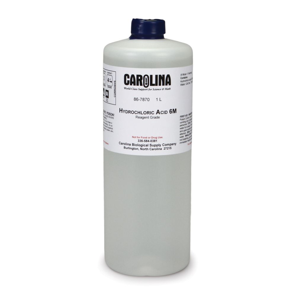 Hydrochloric Acid, 6 M, Laboratory Grade, 1 L Carolina Biological Supply