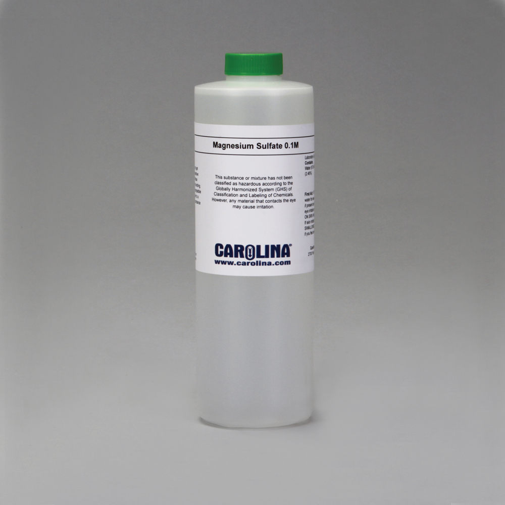 Magnesium Sulfate, Heptahydrate, 0.1 M, Aqueous, Laboratory Grade, 500 mL Carolina Biological