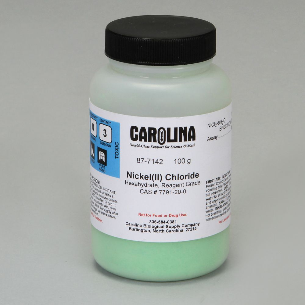 Nickel (II) Chloride Hexahydrate, Reagent Grade, 100 g Carolina