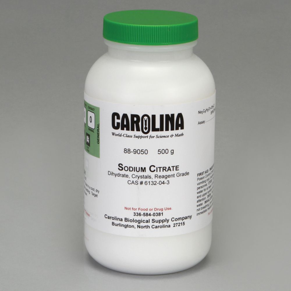 Sodium Citrate, Dihydrate, Crystal, Reagent Grade, 500 g Carolina