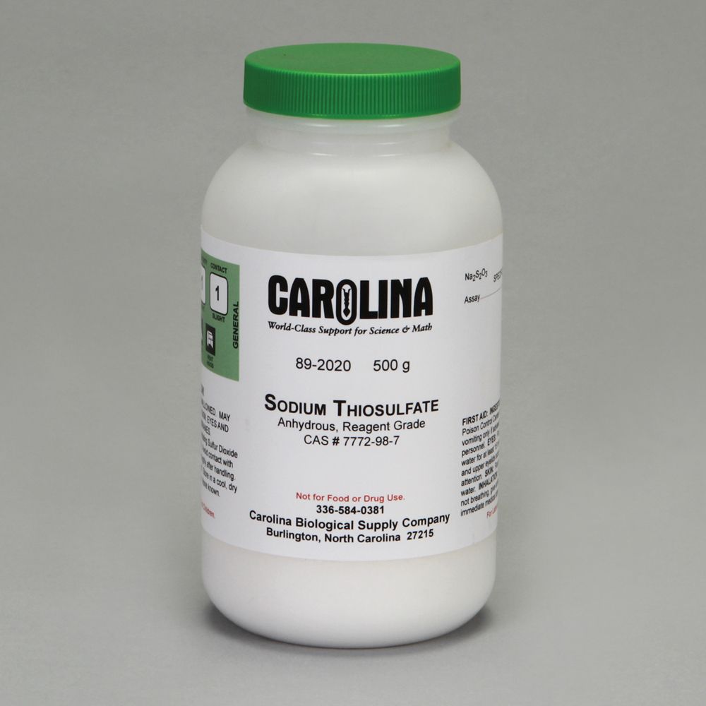 Sodium Thiosulfate, Anhydrous, Reagent Grade, 500 g Carolina Biological Supply