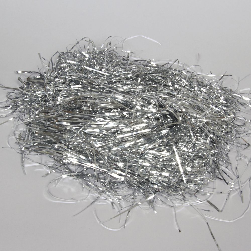 Tinsel Strands, Metallic Silver, about 1 lb.