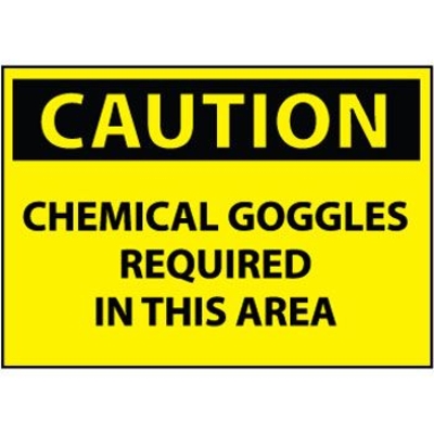 Chemical Goggles Required Safety Sign