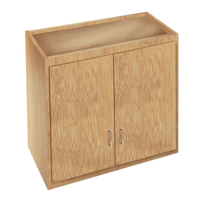 Wall Mounted Storage Cabinet With Oak Framed Glass Doors 36wx12dx30h