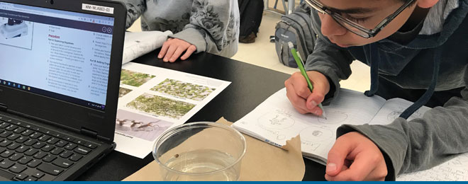 young science student drawing a graph