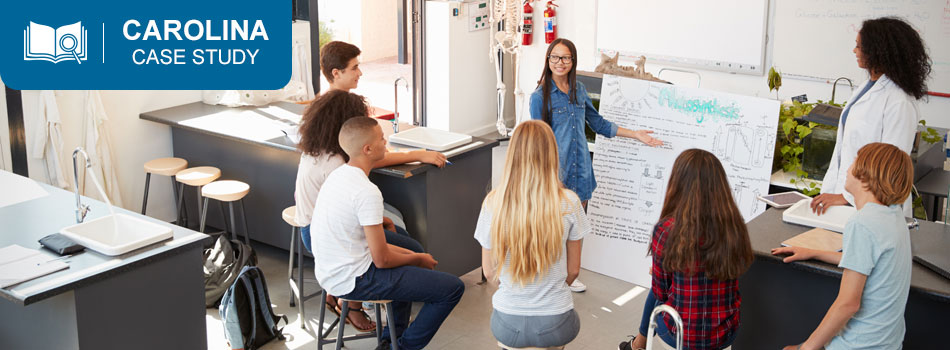 student giving a science classroom presentation