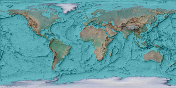 relief map of the world