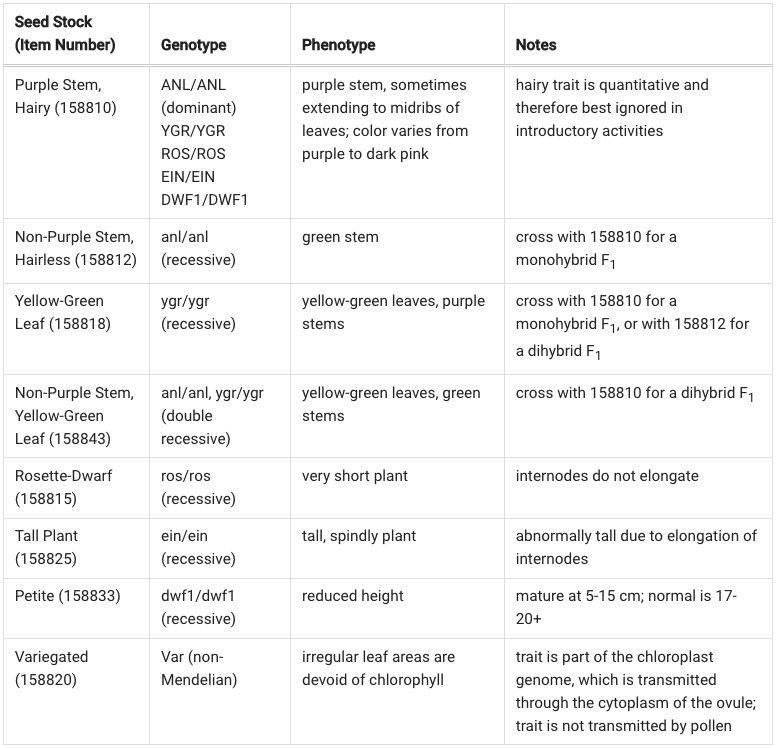 data and observations table